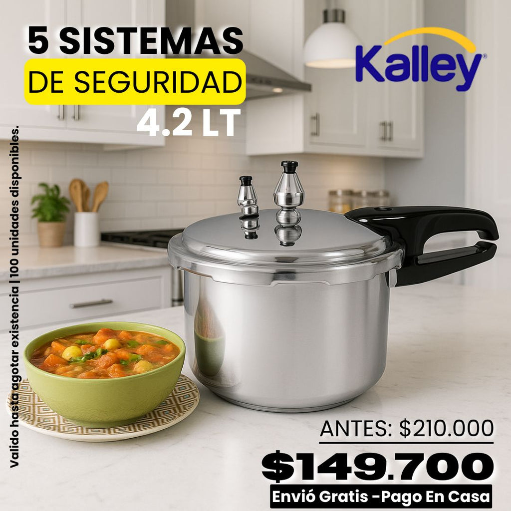 🥘 Olla a Presión Kalley 4.2 Litros – Cocina Rápido, Rico y Seguro