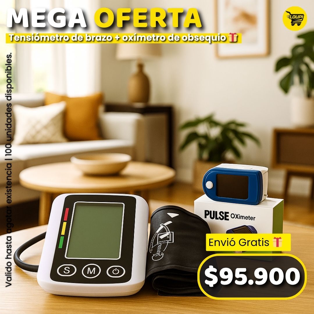 Tensiómetro Digital de Brazo con Voz + Oxímetro GRATIS