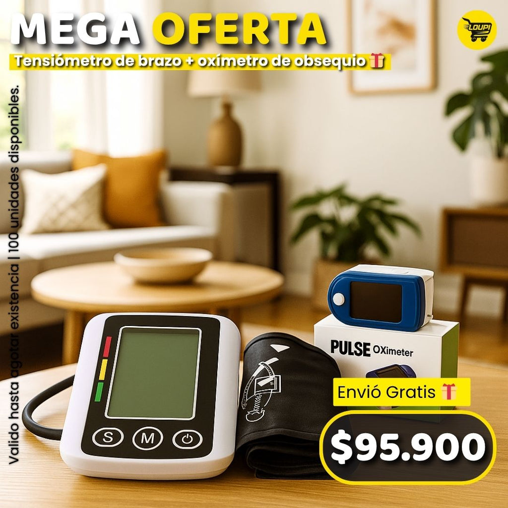 Tensiómetro Digital de Brazo con Voz + Oxímetro GRATIS