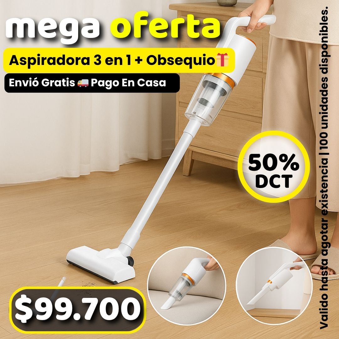 🧹 Aspiradora 3 en 1 Inalámbrica – Potencia, Comodidad y Libertad al Limpiar